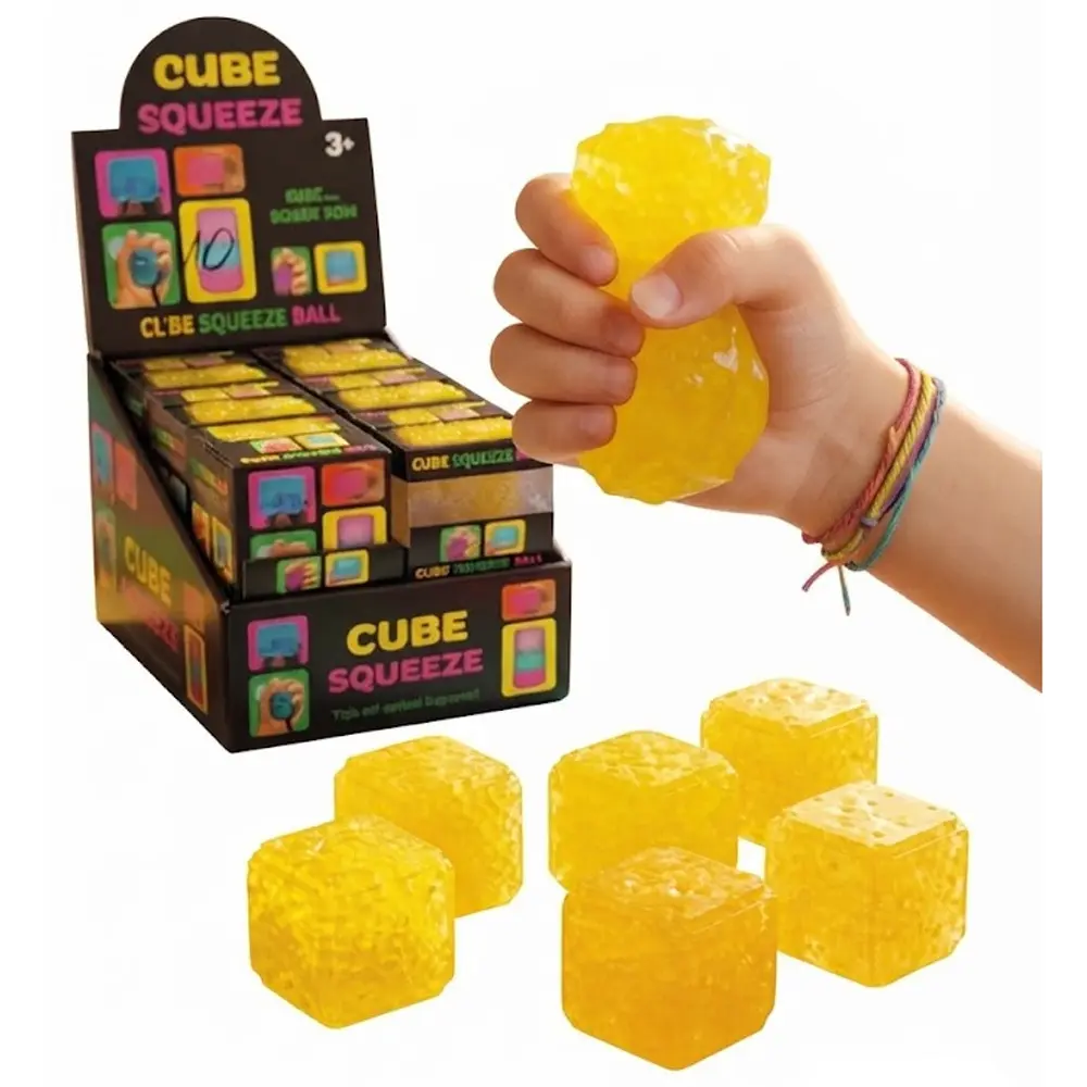 Zdjęcie produktu Gniotek Antystresowy Kostka Żółta Cube Zabawka Sensoryczna 5 x 5 cm mix kolor 1 szt.