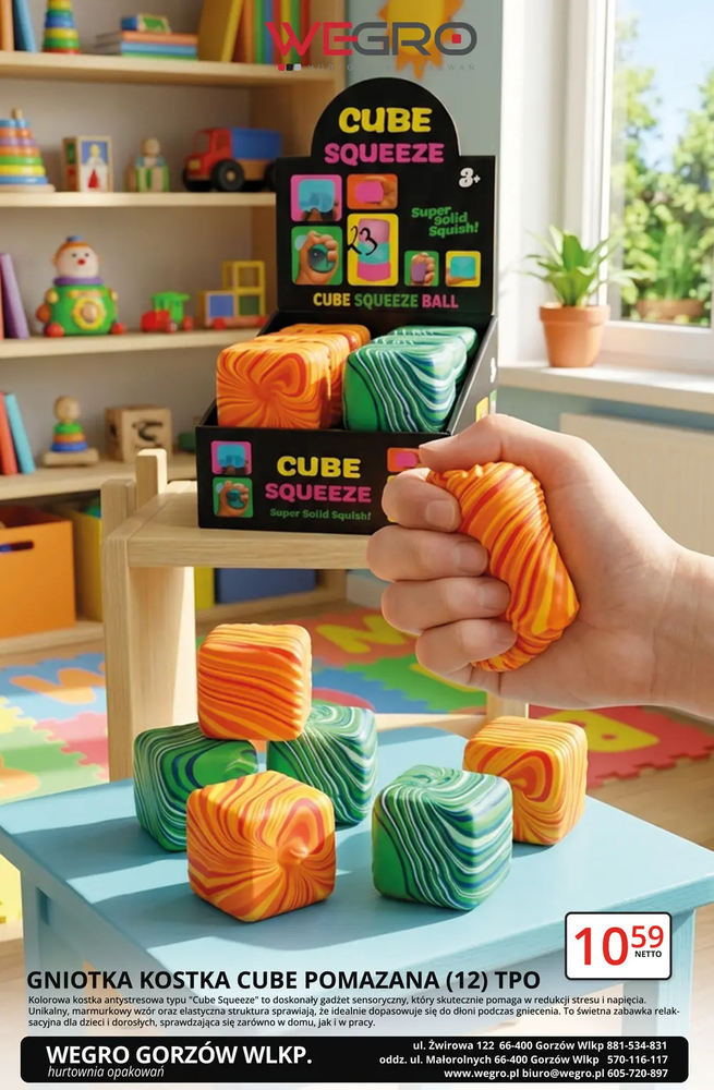 Zdjęcie produktu Gniotek Antystresowy Kostka Cube Pomazana Zabawka Sensoryczna 5 x 5 cm mix kolor 1 szt.
