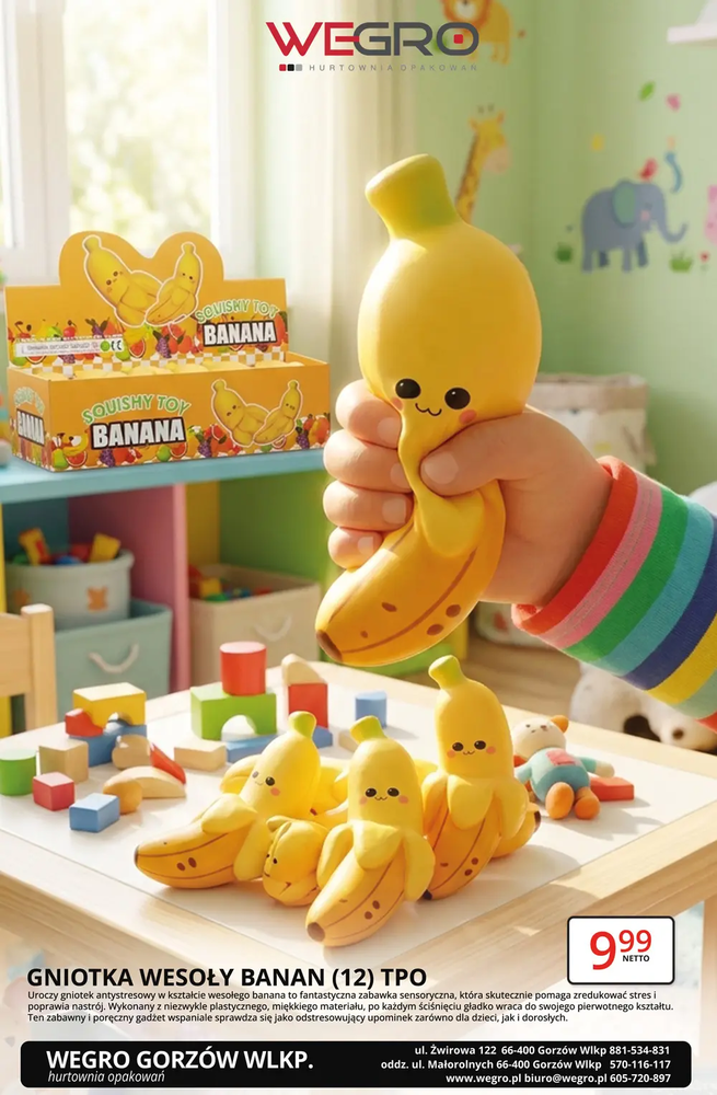 Zdjęcie produktu Gniotek Antystresowy Gniotka Wesoły Banan do Ściskania Powraca do kształtu 1 szt.
