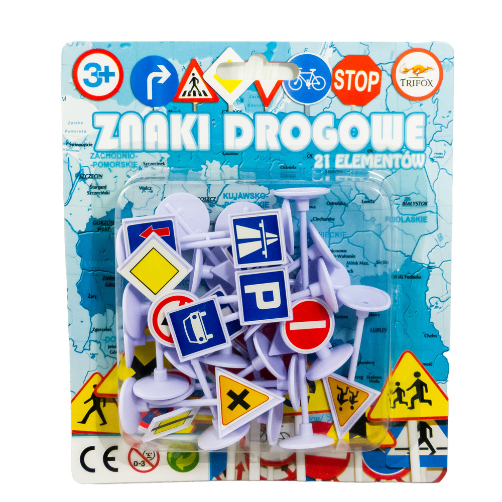 Zdjęcie produktu Zestaw Znaków Drogowych – Edukacyjna Zabawka dla Małych Kierowców