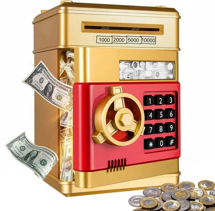 Zdjęcie produktu Skarbonka Sejf Bankomat – Złota Skarbonka z Kodem PIN
