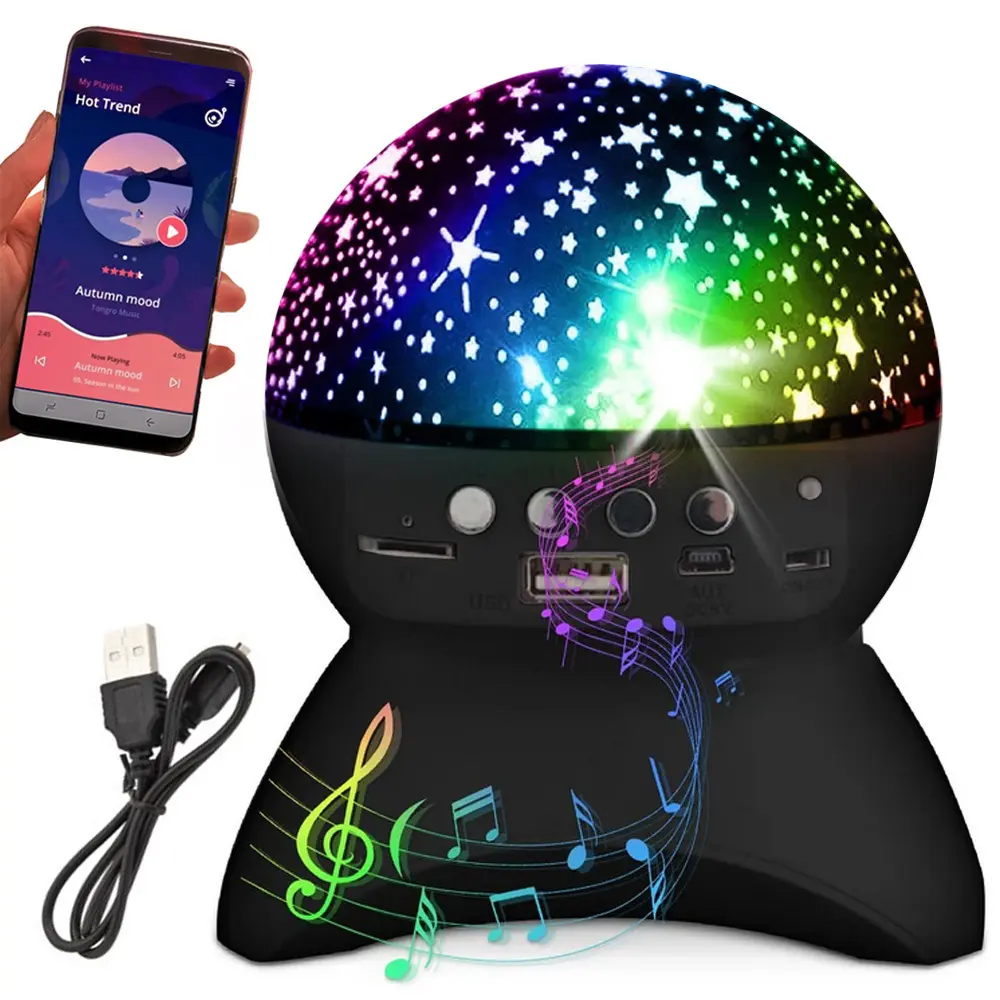Zdjęcie produktu Projektor Gwiazd Lampka Nocna Głośnik Bluetooth Usb Rzutnik 