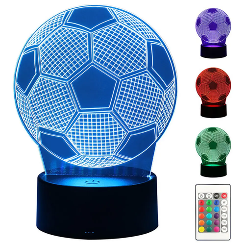 Zdjęcie produktu Lampka Nocna 3D Piłka Nożna LED z Pilotem mix kolor 1 szt.