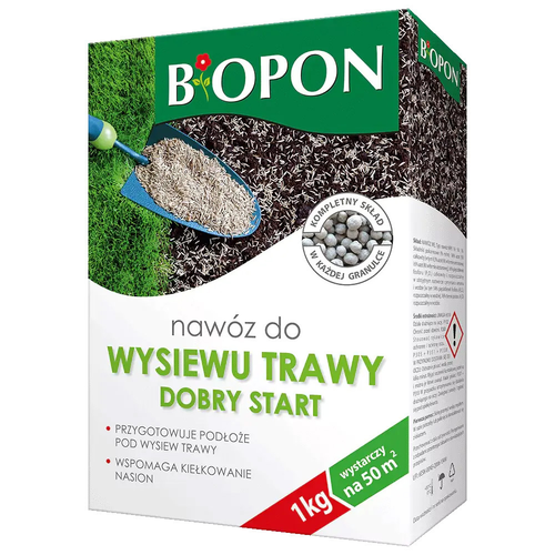 Zdjęcie produktu BOPON - nawóz do wysiewu trawy DOBRY START granulat 1kg