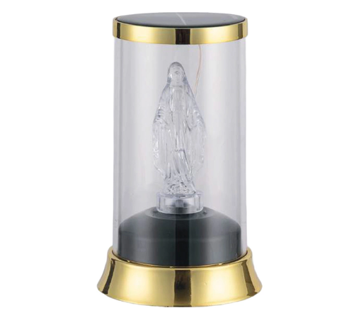 Zdjęcie produktu Znicz solarny LED na cmentarz Maryja złoty połysk 16,5cm