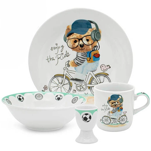 Zdjęcie produktu Zestaw obiadowy dla dzieci miś teddy porcelanowy talerzyk kubek miska 18 cm