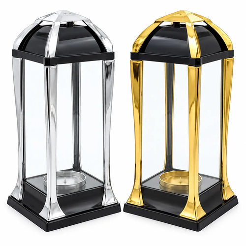 Znicz szklany kapliczka na Grób Cmentarz Duży Lampion K21 32 cm 