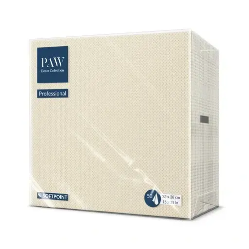 Zdjęcie produktu Serwetki Papierowe Ozdobne PAW SoftPoint ecru grube chłonne na Komunię Wesele 38x38cm 50szt.