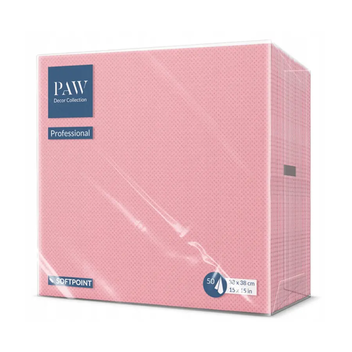 Zdjęcie produktu Serwetki Papierowe Ozdobne PAW SoftPoint różowe grube chłonne na Komunię Wesele 38x38cm 50szt.