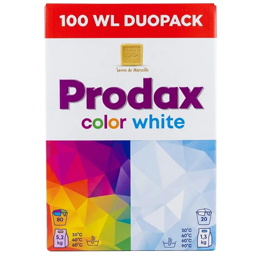 Zdjęcie produktu Zestaw proszków do prania Prodax Hybride Duopack zestaw kolor i białe 6,5kg 100 prań