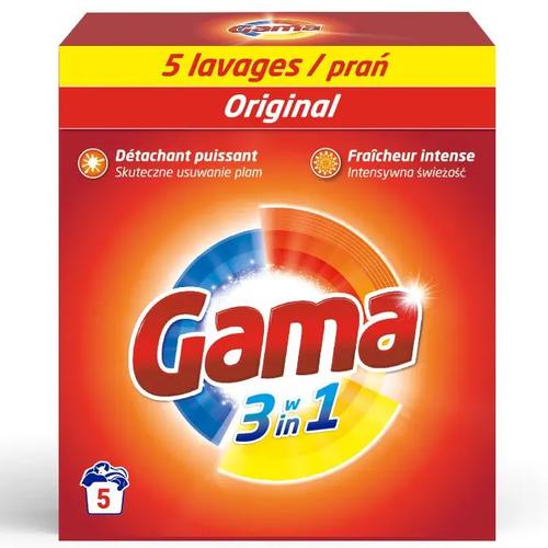 Zdjęcie produktu Uniwersalny proszek do prania Gama 300g skutecznie usuwa plamy 5 prań 