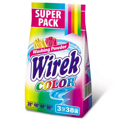 Zdjęcie produktu Proszek do Prania Kolorowych Tkanin Wirek Color skuteczny już od 30st.C 3kg 38 prań