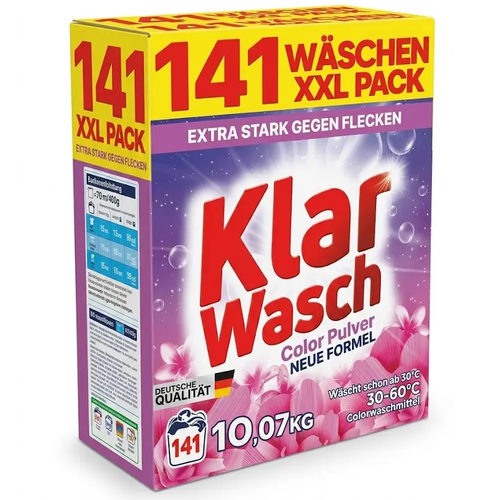 Zdjęcie produktu Proszek do Prania Kolorowych Tkanin Klar Wash Color Pulver 141 prań 10kg
