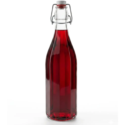 Zdjęcie produktu Butelka Szklana z Klipsem do nalewek wina i soków z zamknięciem pałąkowym 1L