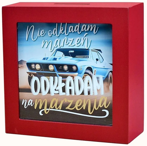 Zdjęcie produktu Skarbonka drewniana ramka Odkładam na Marzenia do zbierania pieniędzy SBB-022