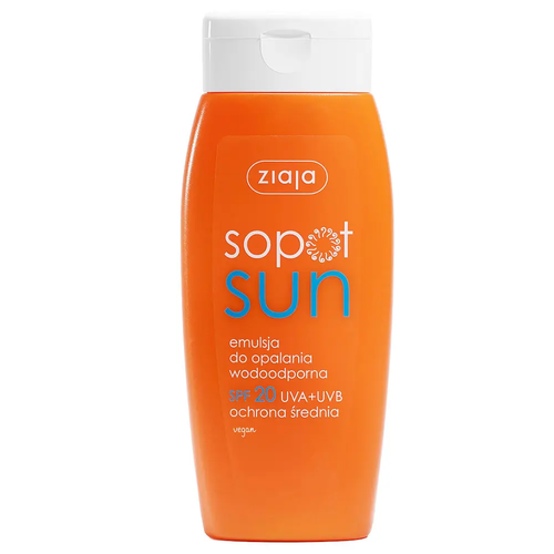 Zdjęcie produktu Wodoodporna emulsja do opalania Ziaja spf 20 filtr uva uvb nawilżająca 150 ml