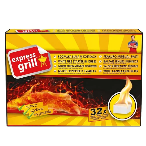 Zdjęcie produktu Podpałka do grilla biała rozpałka kostka Express Grill kominek 32 kostki