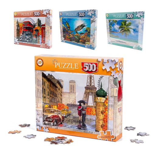 Zdjęcie produktu Puzzle 500 elementów krajobrazy miasta zwierzęta układanka 61x46 cm