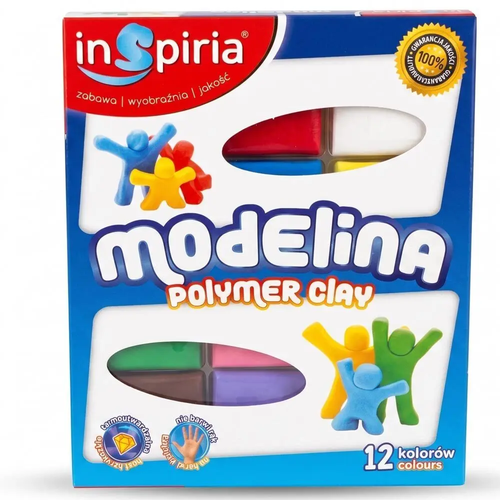 Zdjęcie produktu Modelina Plastyczna dla dzieci 12 kolorów Inspiria termoutwardzalna Made in Poland
