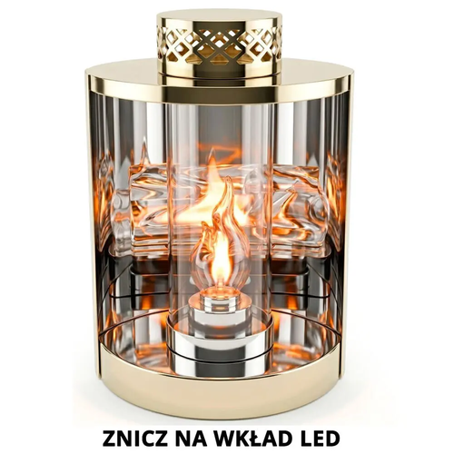 Zdjęcie produktu Latarnia Lampion Znicz złota szklana na wkład LED dokupowany osobno SL2536Z 30cm                                                                       