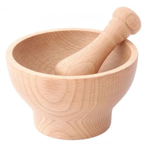 Zdjęcie produktu Moździerz drewniany kuchenny tłuczek ugniatacz do ziół przypraw 16 cm