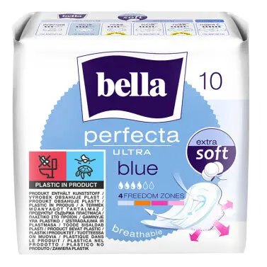 Zdjęcie produktu Podpaski Higieniczne ze Skrzydełkami Bella Perfecta Ultra Blue Extra Soft 10 sztuk
