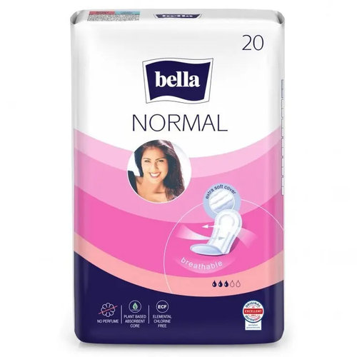 Zdjęcie produktu Podpaski Higieniczne ze Skrzydełkami Bella Normal oddychające chłonne 20 sztuk 