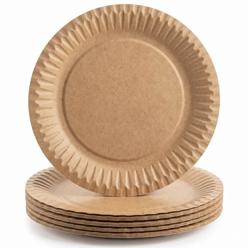 Zdjęcie produktu Talerz Papierowy Kraft na grill szaszłyk kiełbasę ciasto biały uniwersalny BEZ SUP  fi 15 cm 100 sztuk