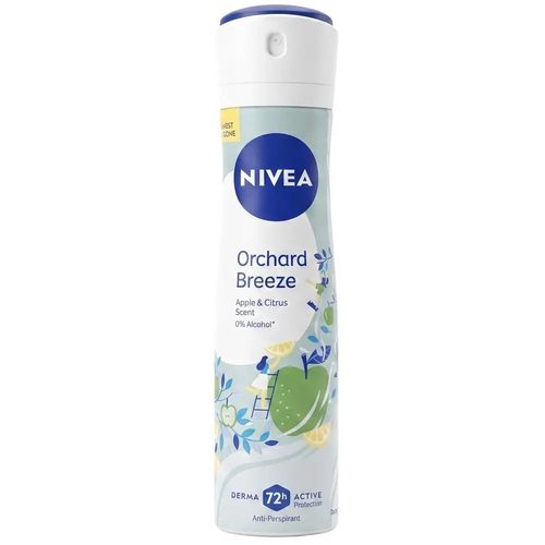 Zdjęcie produktu Dezodorant damski Nivea Orchard Breeze antyperspirant spray dla kobiet 0% Alcohol 72h 150 ml