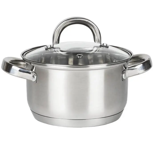 Zdjęcie produktu Garnek ze stali nierdzewnej pokrywka szklana indukcja gaz 1,6L 16 cm