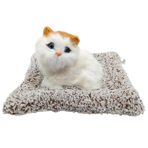 Zdjęcie produktu Interaktywny Kotek na Poduszce Pluszowy Kot maskotka miauczy dźwięki 18x15x9cm