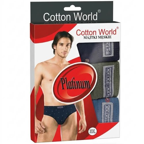 Zdjęcie produktu Zestaw Majtek Męskich 3 pary Cotton World mix kolorów XXXL 100% bawełna