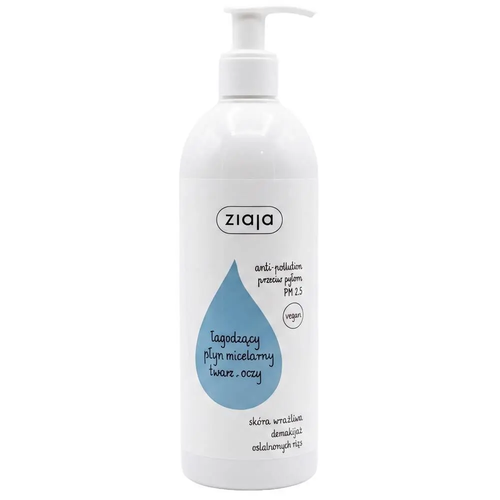 Zdjęcie produktu Płyn Micelarny łagodzący Ziaja do skóry wrażliwej twarzy i oczu 390ml