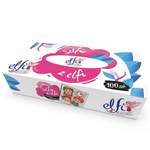 Zdjęcie produktu Chusteczki Higieniczne Elfi Selfie z Elfi 2 warstowe 100% cellulozy delikatne 100 szt.