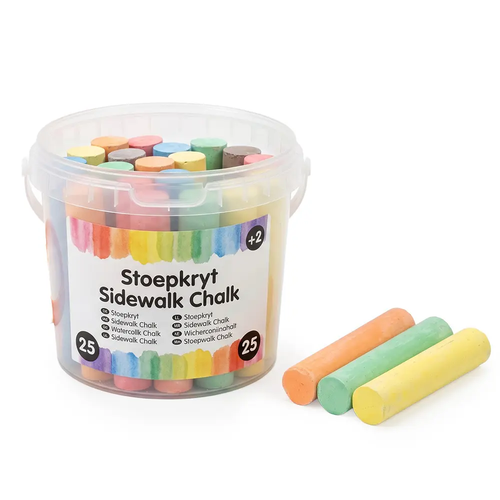 Zdjęcie produktu Kreda chodnikowa kolorowa zestaw 15 sztuk w wiaderku do rysowania 12,7 cm
