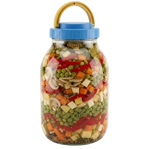 Zdjęcie produktu Słój Szklany Duży Słój z Zakrętką na Przetwory Ogórki  Kapustę Kiszoną 4L mix kolor 1 szt.