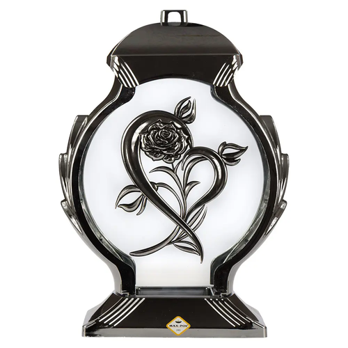 Zdjęcie produktu Znicz obelisk duży metaliza srebrny 36cm L-1129