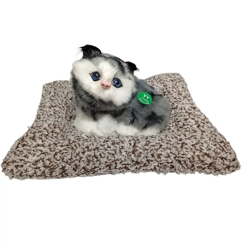 Zdjęcie produktu Interaktywny Kotek na Poduszce Pluszowy Kot maskotka miauczy dźwięki 19x16x10 cm