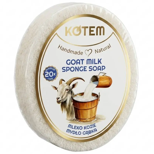 Zdjęcie produktu Mydło w Gąbce Kotem Mleko Kozie wystarczy na minimum 20 kąpieli