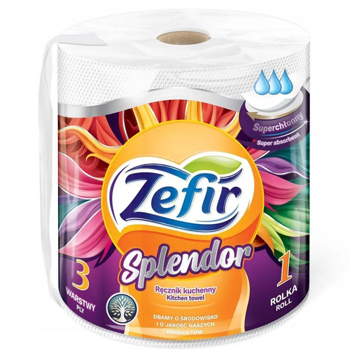 Zdjęcie produktu Ręcznik Papierowy Kuchenny Wielofunkcyjny Zefir Splendor Bardzo Chłonne 3 warstwy Produkt Polski