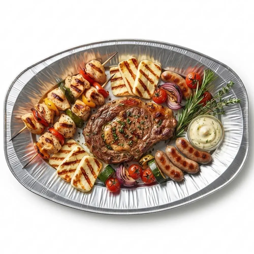 Zdjęcie produktu Tacka półmisek aluminiowy owalny 445x295 mm do grilla 1 szt.