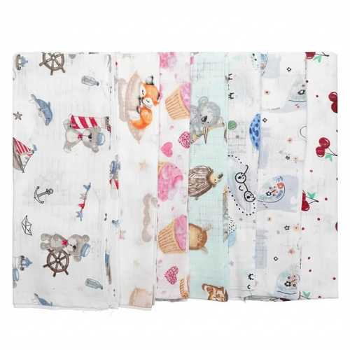 Zdjęcie produktu Pieluchy Tetrowe Bawełniane 70 x 80 cm Chłonne i Szybkoschnące z nadrukiem 10 szt mix wzorów 