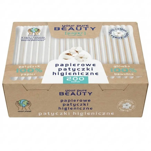 Zdjęcie produktu Patyczki  do Czyszczenia Uszu Higieniczne Beauty Papier i Bawełna 200 sztuk