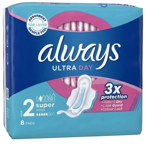 Zdjęcie produktu Podpaski ze Skrzydełkami Always Ultra Day oddychające 3x Protection 8 sztuk rozmiar 2