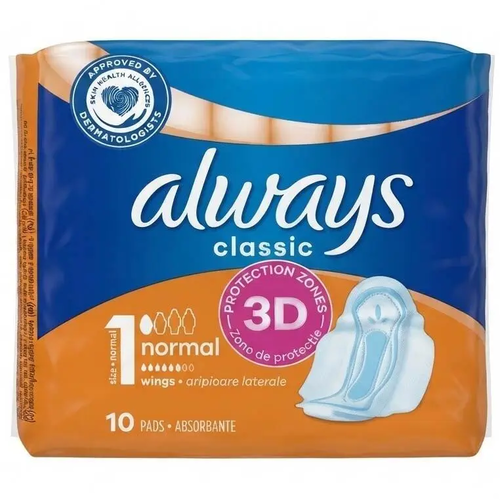 Zdjęcie produktu Podpaski ze Skrzydełkami Always Classic 3D Protection 10 sztuk Rozmiar 1 