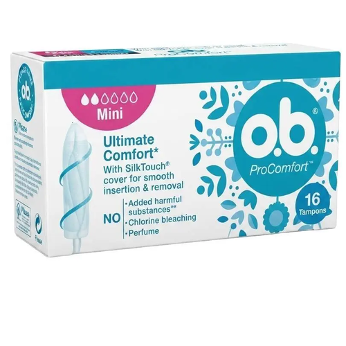 Zdjęcie produktu Tampony OB Ultimate Comfort Mini Wnętrze Pochodzenia Roślinnego Niezawodna Ochrona 16 sztuk