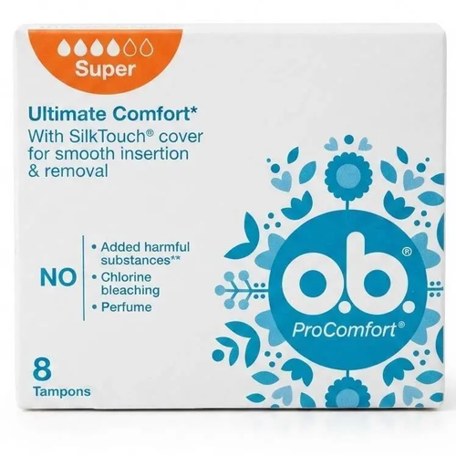 Zdjęcie produktu Tampony OB Ultimate Comfort Super Otoczka Silktouch Gładkie 8 sztuk