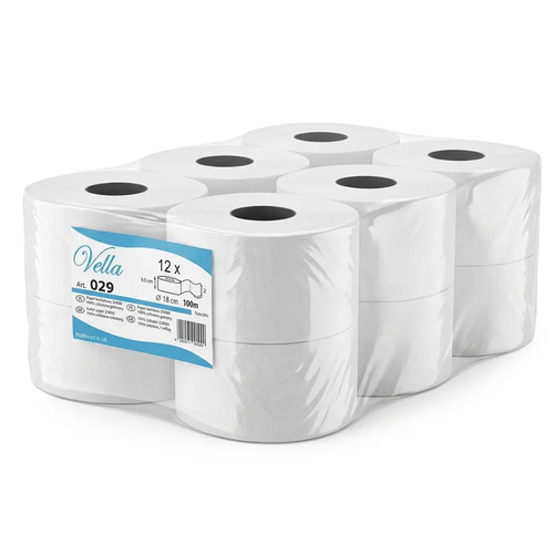 Zdjęcie produktu Dwuwarstwowy papier toaletowy jumbo celuloza do dozowników 18 cm 1 rolka