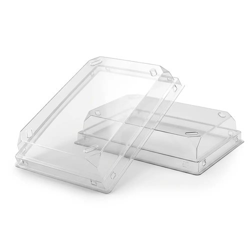 Zdjęcie produktu Pokrywa plastikowa transparentna do pojemników cateringowych sushi 480szt 25x18 cm