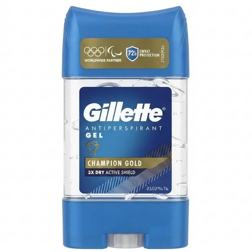Zdjęcie produktu Dezodorant Antyperspirant w Żelu Gillette Champion Gold 3x Dry 72h bardzo wydajny 70 ml